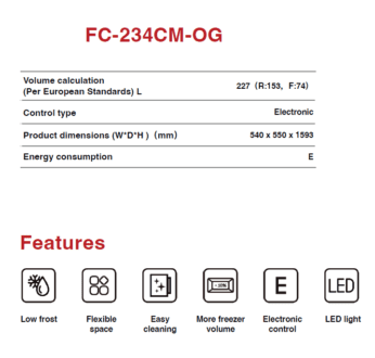 Réfrigérateur Astech combiné FC-234CM-OG