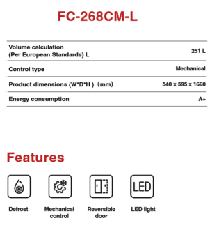 Réfrigérateur Astech combiné FC-268CM-L