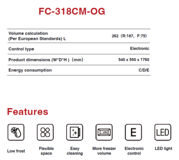 Réfrigérateur Astech combiné FC-318CM-OG