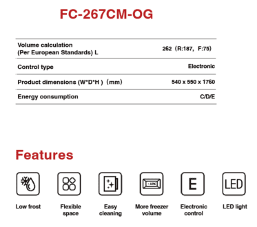 Réfrigérateur Astech combiné Low Frost FC-267CM-OG