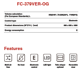 Réfrigérateur Astech combiné FC-379VER-OG