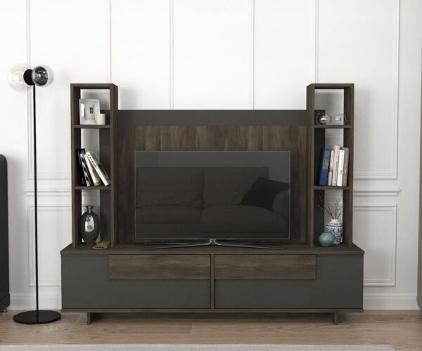 TABLE TELEVISEUR MURANO TV UNIT CURA-ANTHRACITE 1.80M T718 GRIS