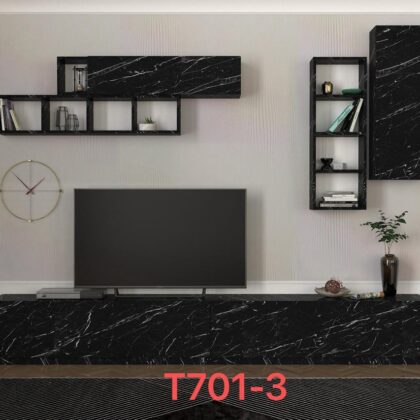 TABLE TELEVISEUR EGE 3 UNIT MARBLE NOIR T7013NO