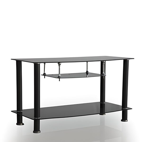 TABLE TELEVISEUR LONG EN VERRE NOIR