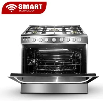 CUISINIERE SMART TECHNOLOGY 5FEUX 90X60 A GAZ INOX ROTISSEUR