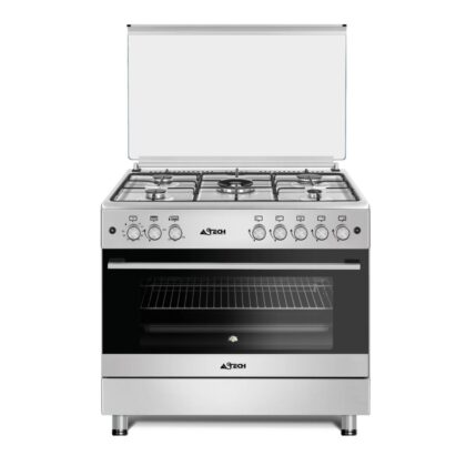 CUISINIERE ASTECH 5FEUX 90X60 A GAZ AVEC FOUR A GAZ MINUTERIE INOX