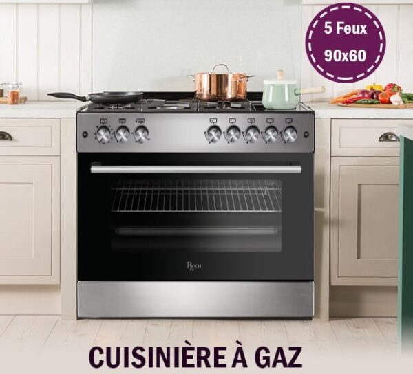 CUISINIERE ROCH 5FEUX 90X60 INOX