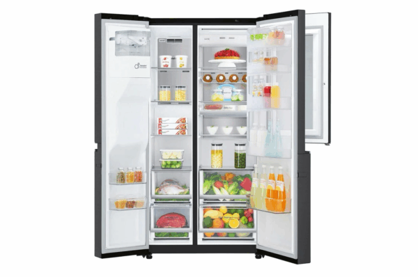 REFRIGERATEUR LG SIDE BY SIDE AVEC FONTAINE MATTE NOIR KNOCK KNOCK