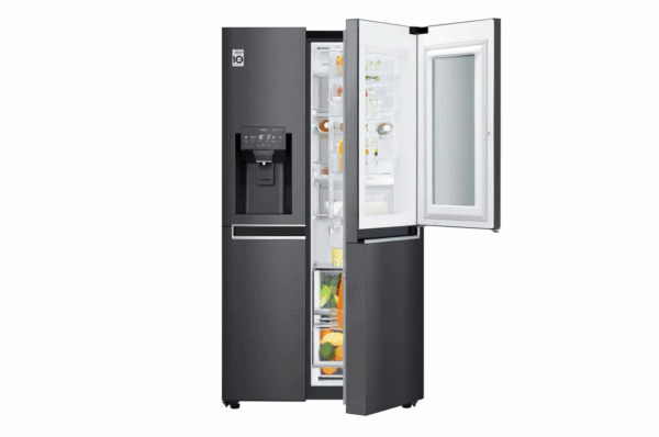 REFRIGERATEUR LG SIDE BY SIDE AVEC FONTAINE MATTE NOIR KNOCK KNOCK