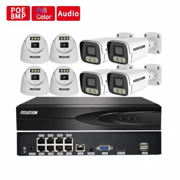 Kit surveillance NVR 8 caméras FOSVISION 8MP FS-3388/6F88N-PLS (8MP)